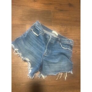Abercrombie & Fitch The Dad Short High Rise Distressed Denim Shorts Blue Size 32